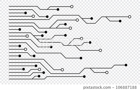 Printed circuit board. Abstract futuristic circuit board. Hi tech digital circuit board. Futuristic technology design elements. Vector illustration Printed circuit board. Abstract futuristic circuit board. Hi tech digital circuit board. Futuristic technology design elements. Vector illustration 106887188