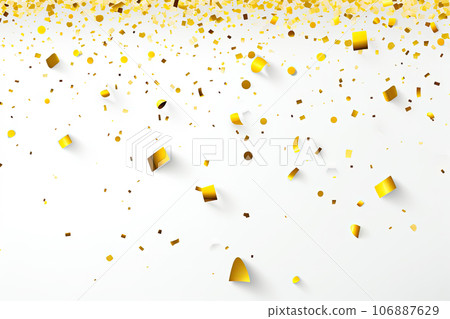 golden confetti on white. Copy space golden confetti on white. Copy space 106887629