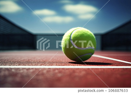 Tennis ball on the tennis court Tennis ball on the tennis court 106887633