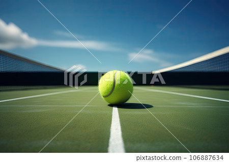 Tennis ball on the tennis court 106887634