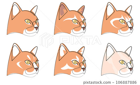 Ginger cat profile in continuous line art drawing style. Minimalist linear pet sketch set. Vector illustration. Ginger cat profile in continuous line art drawing style. Minimalist linear pet sketch set. Vector illustration. 106887886
