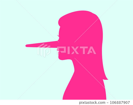 A silhouette of a woman with long nose. Isolated Vector Illustration 106887907