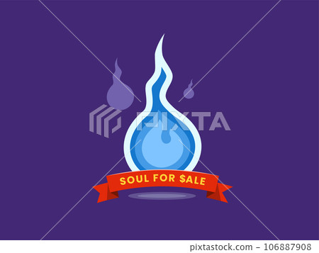 Soul for sale. A blue soul with banner. Isolated Vector Illustration 106887908