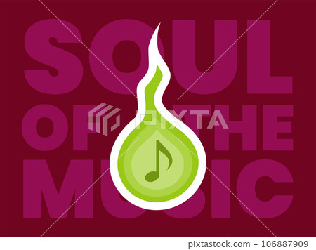 A green Soul with music tone inside. Isolated Vector Illustration 106887909