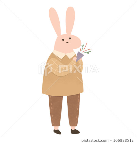 cute kawaii Bunny  birthday party costume autumn cozy minimal water colour  106888512