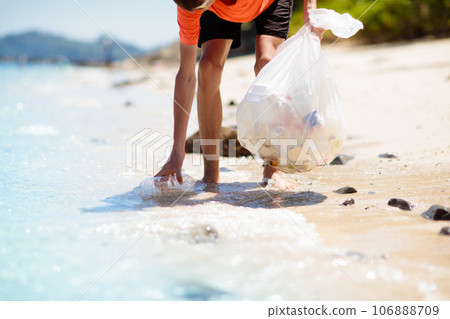 Plastic garbage. Sea pollution. Beach clean up. Plastic garbage. Sea pollution. Beach clean up. 106888709