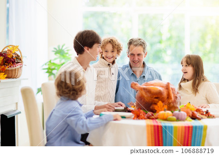 Thanksgiving family dinner. Roasted turkey meal. 106888719