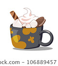 Black cup of coffee with marshmallow 106889457
