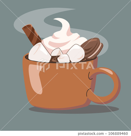 Brown cup of coffee with marshmallow 106889460