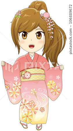 Girls wearing kimonos Girls wearing kimonos 106889672