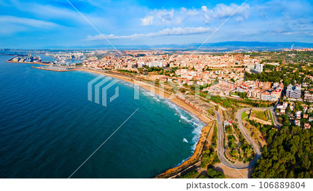Tarragona city aerial panoramic view in Spain 106889804