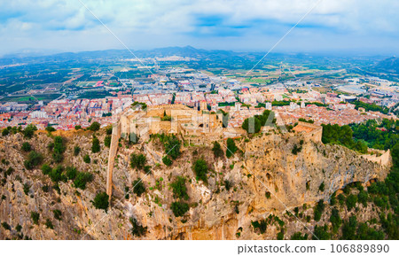 Xativa Castle aerial panoramic view, Spaint Xativa Castle aerial panoramic view, Spaint 106889890