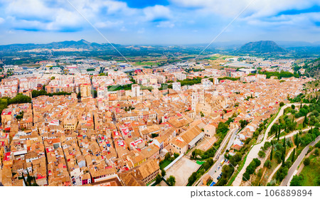 Xativa city aerial panoramic view, Spaint 106889894