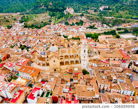 Collegiate Basilica of Xativa aerial panoramic view, Spain 106889898