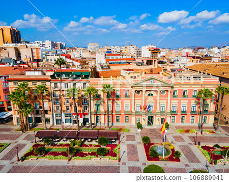 Murcia Town Hall aerial panoramic view in Spain Murcia Town Hall aerial panoramic view in Spain 106889941