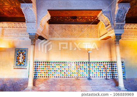 The Alhambra Palace interior in Granada, Spain The Alhambra Palace interior in Granada, Spain 106889969