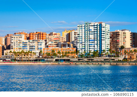 Paseo del Muelle Uno pedestrian promenade in Malaga Paseo del Muelle Uno pedestrian promenade in Malaga 106890115