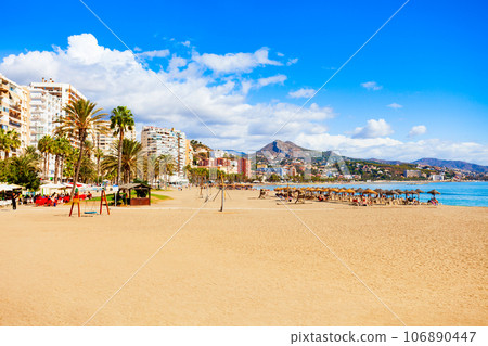 Main city beach in Malaga city, Spain Main city beach in Malaga city, Spain 106890447