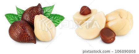 Salak snake fruit isolated on white background with full depth of field Salak snake fruit isolated on white background with full depth of field 106890808