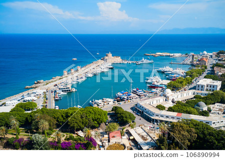 Mandraki port Rhodes city, Greece Mandraki port Rhodes city, Greece 106890994