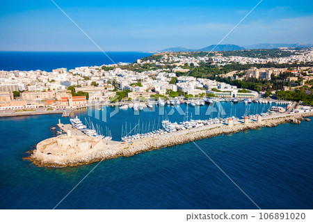 Mandraki port Rhodes city, Greece 106891020