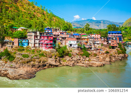 Sutlej river in Luhri village, India Sutlej river in Luhri village, India 106891254