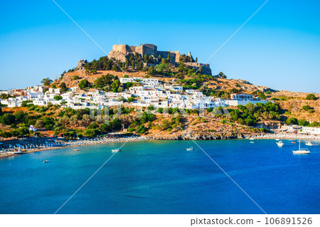 Lindos Acropolis and beach, Rhodes 106891526