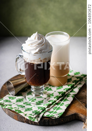 Irish coffee and irish cream latte for St Patricks day 106891672