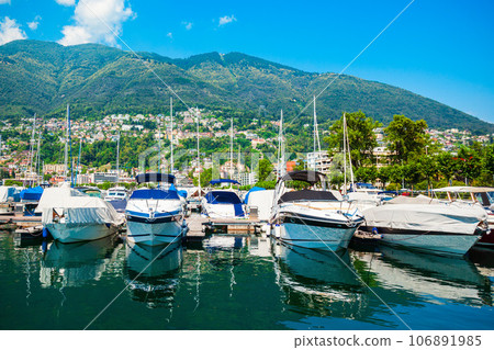 Locarno port with boats, Switzerland 106891985