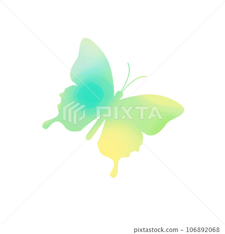 Butterfly on white background, yellow and green tones Butterfly on white background, yellow and green tones 106892068