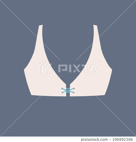 Cute female beige bra. Trendy corset bra icon. Women underwear element. Feminine symbol, template modern design for invitation, poster, card, fabric. Sensuality cloth concept. Vector illustration Cute female beige bra. Trendy corset bra icon. Women underwear element. Feminine symbol, template modern design for invitation, poster, card, fabric. Sensuality cloth concept. Vector illustration 106892386