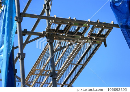 Image of preliminary scaffolding for newly built detached house Image of preliminary scaffolding for newly built detached house 106892893