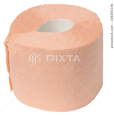 Roll of orange toilet paper on white isolated background 106893146