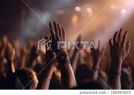 Silhouettes of concert crowd Silhouettes of concert crowd 106893603
