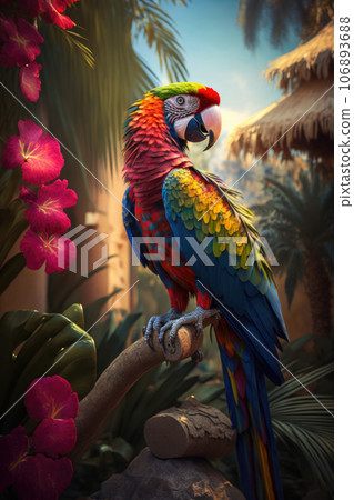 Colorful Macaw parrot, Dominica sisserou Generative AI 106893688