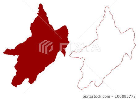 Saint-Maurice District (Switzerland, Swiss Confederation, Canton of Valais or Wallis) map vector illustration, scribble sketch Bezirk Saint Maurice map 106893772