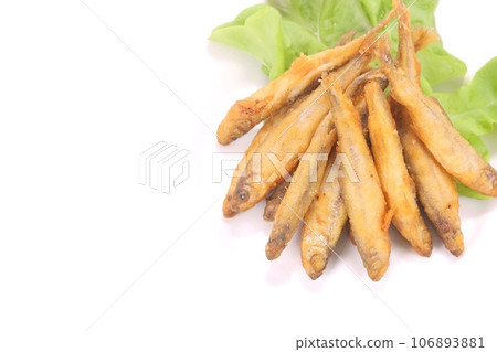 油炸胡瓜魚,魚菜,油炸食品,明亮的背景 油炸胡瓜魚,魚菜,油炸食品,明亮的背景 106893881