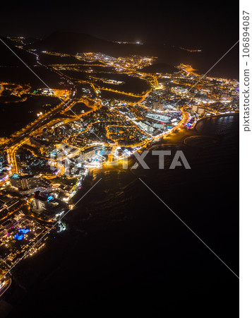 beautiful aerial view of illuminated night city with lights, Tenerife, Canary beautiful aerial view of illuminated night city with lights, Tenerife, Canary 106894087