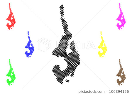 Ko Phi Phi Lee island (Kingdom of Thailand, Siam, Indian Ocean, Phi Phi Archipelago) map vector illustration, scribble sketch Ko Phi Phi Leh map 106894156