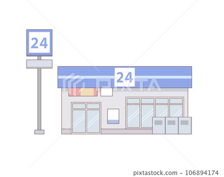 Convenience store illustration with lines 106894174