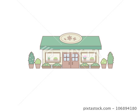 Illustration of a flower shop with lines 106894180