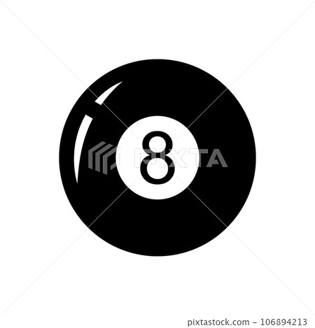Magic 8 ball. Glossy shiny ball with number 8. Vector illustration. 106894213
