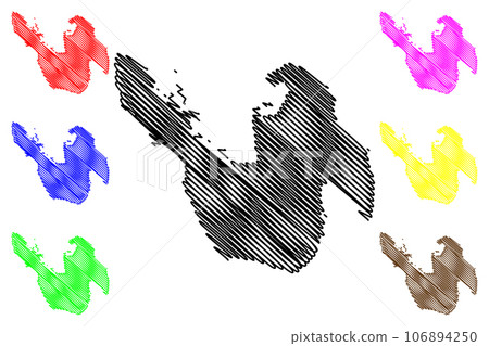 Sabang island (Republic of Indonesia, Indian Ocean, Malay Archipelago) map vector illustration, scribble sketch Pulau Weh map Sabang island (Republic of Indonesia, Indian Ocean, Malay Archipelago) map vector illustration, scribble sketch Pulau Weh map 106894250