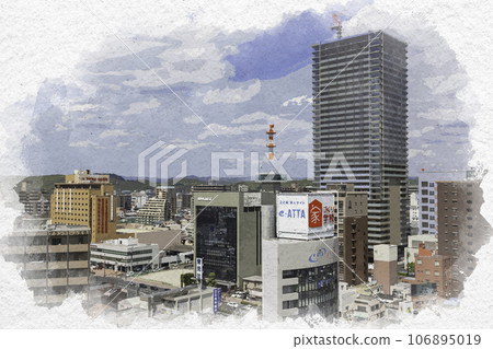 View of Okayama Medical Professional University from Okayama City Hall, Okayama City, Okayama Prefecture 106895019