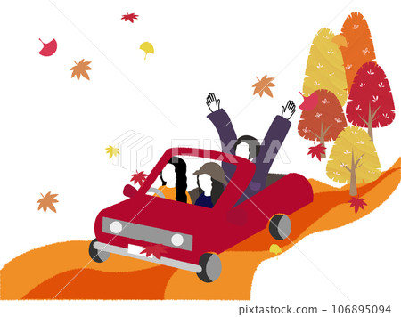 女性駕車賞秋葉之旅插畫 106895094