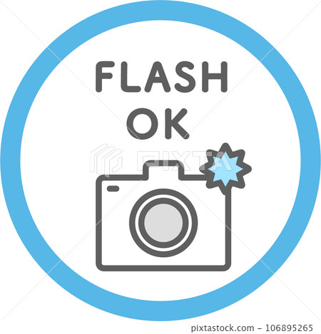Icons for flash photography permission, flash photography OK, and photo OK (thin type) Icons for flash photography permission, flash photography OK, and photo OK (thin type) 106895265