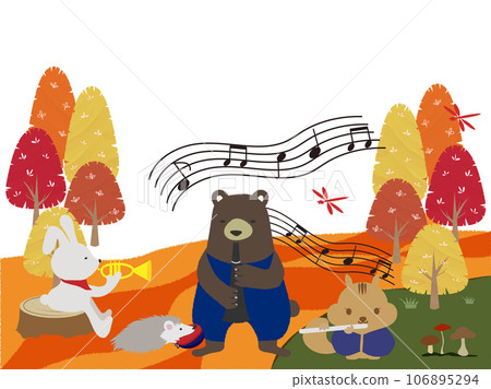 Art autumn, cute animal concert illustration 106895294