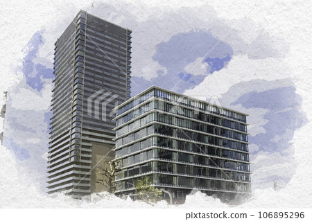 Watercolor painting style, Forest Town Grace, Okayama City, Okayama Prefecture 106895296