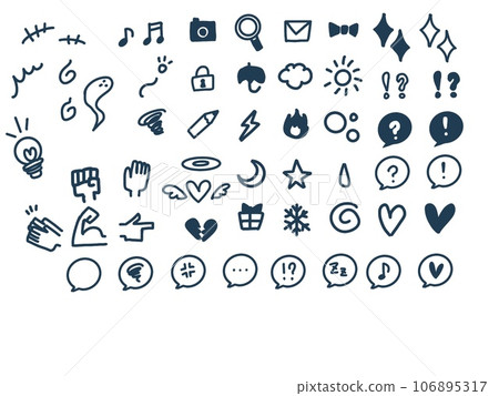 一組簡單的手繪卡通符號 106895317