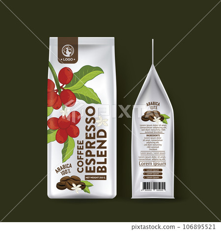 Vector illustration of Specialty coffee,  Branches of coffee tree with leaves and berry 106895521
